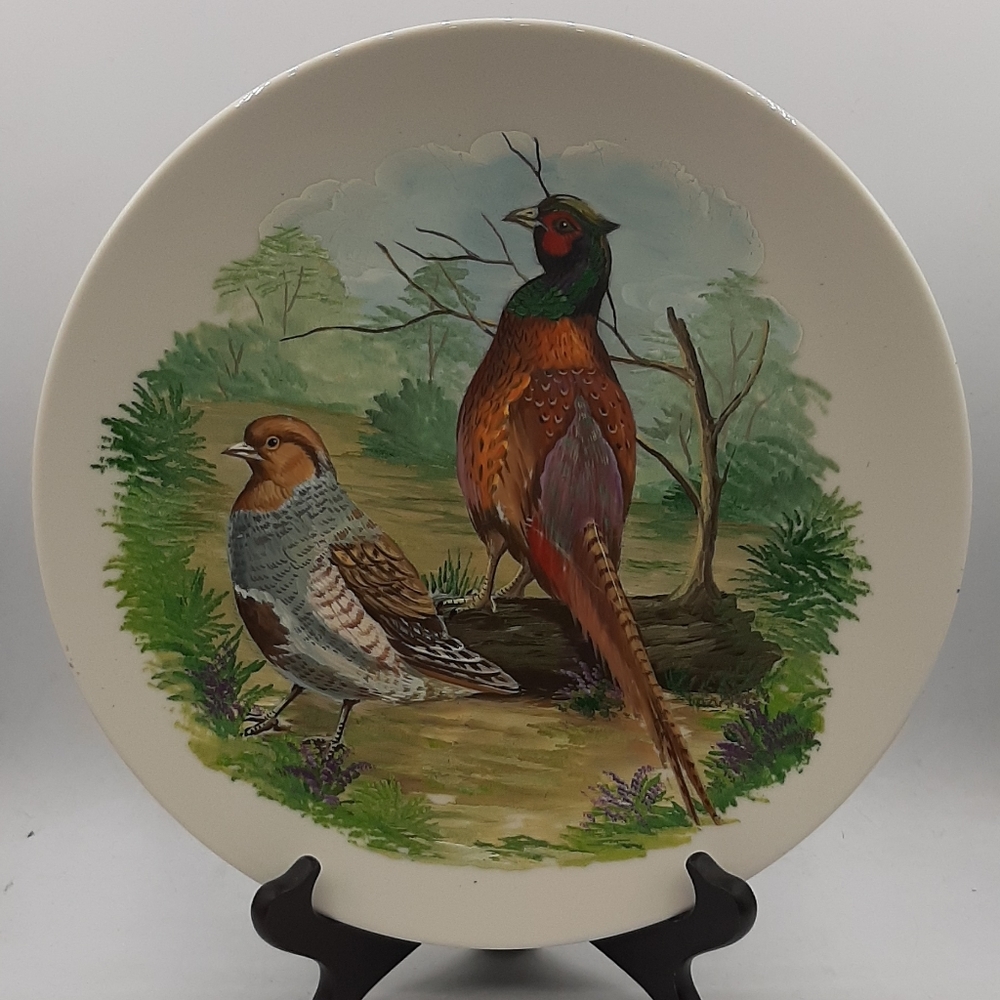 Rare Custom Pheasant & Partridge Display Wall Plate V L Clarkson Hand Painted